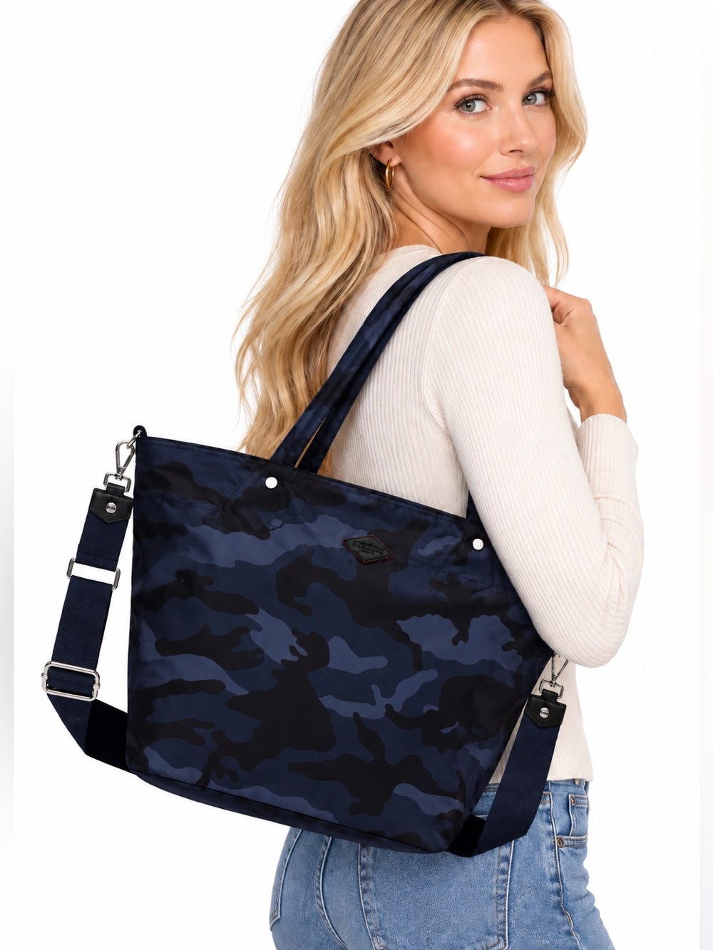 MZ WALACE Nylon Camo Tote Bag - Navy/Black